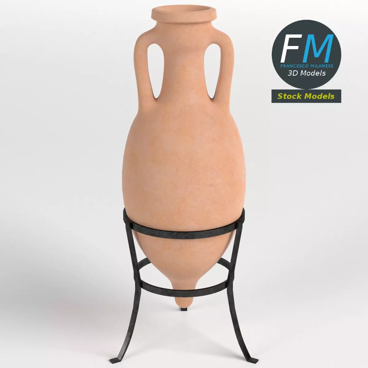 Roman amphora on stand 2 3D model_0