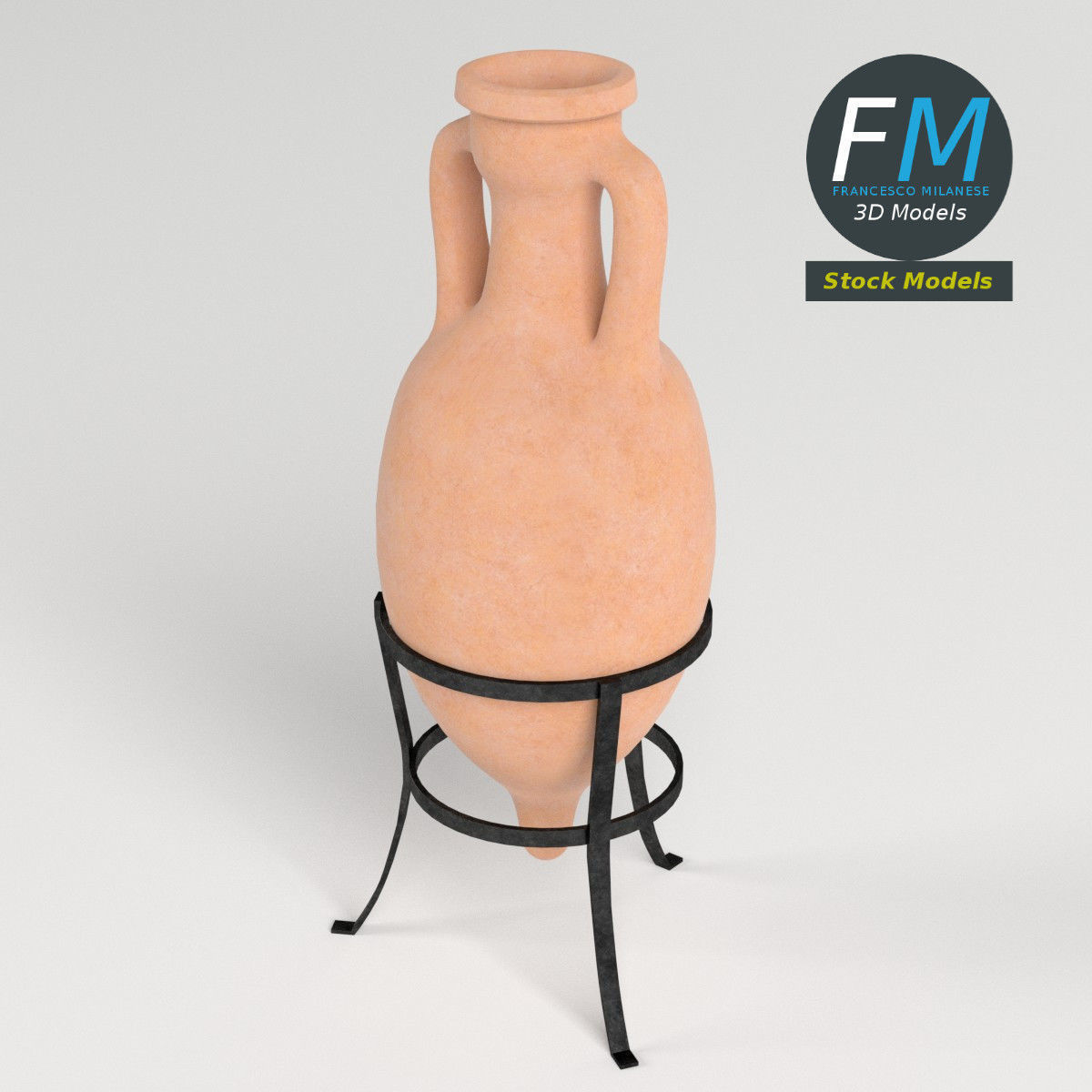 Roman amphora on stand 2 3D model_3