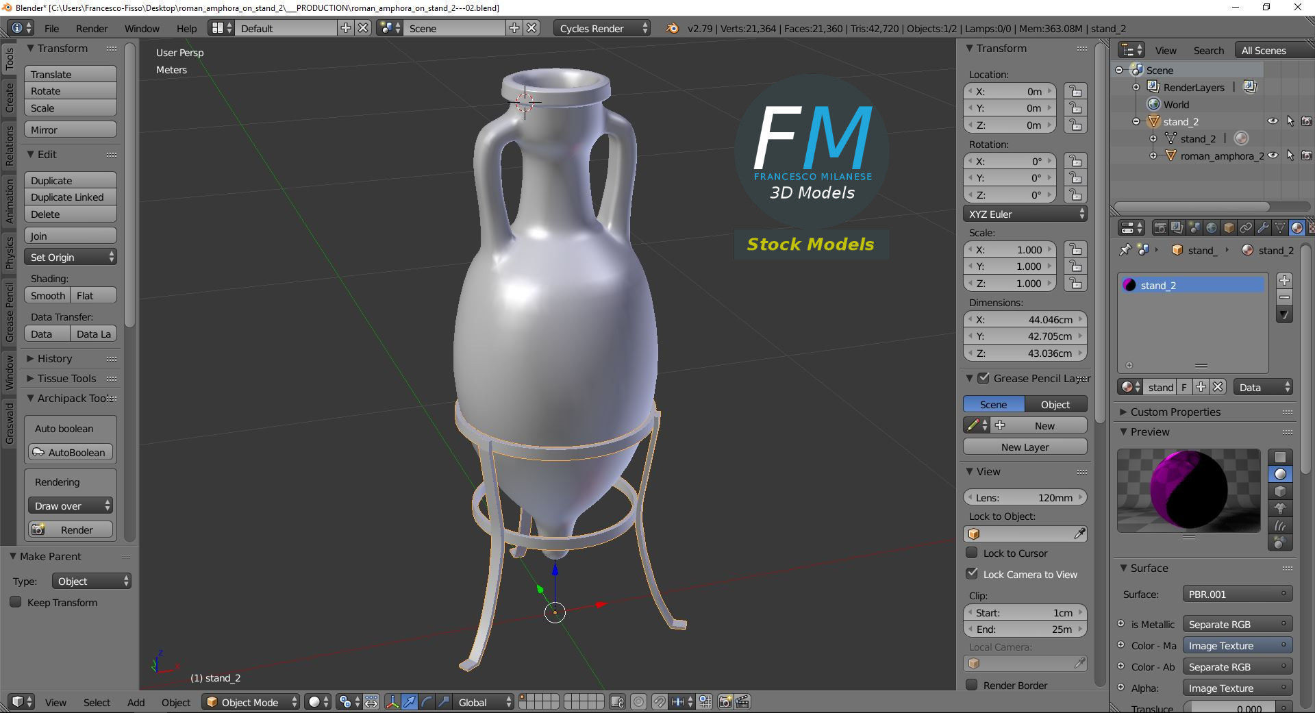 Roman amphora on stand 2 3D model_9