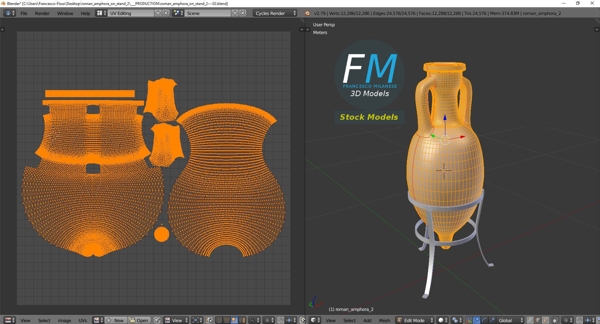 Roman amphora on stand 2 3D model_10