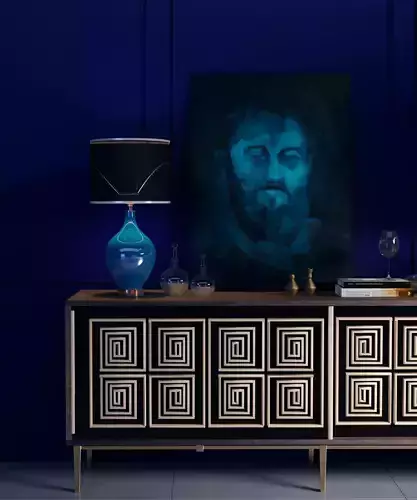 3D cupboard model art deco sideboard