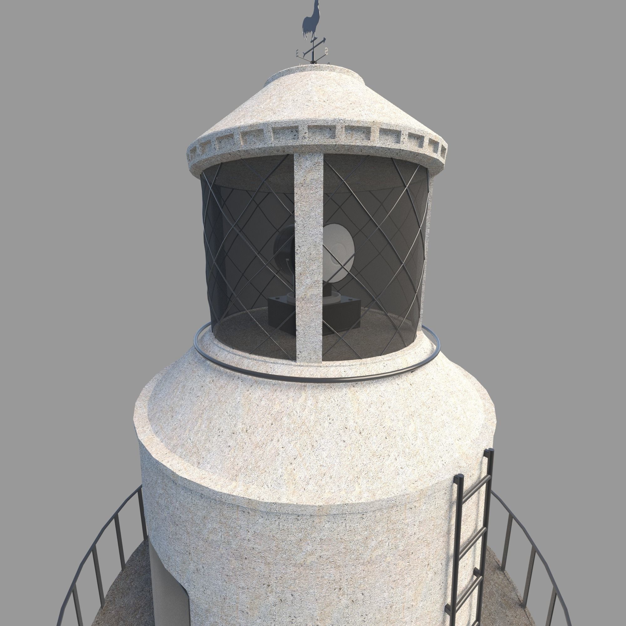 Lighthouse whit Interiors Low-poly 3D model_8