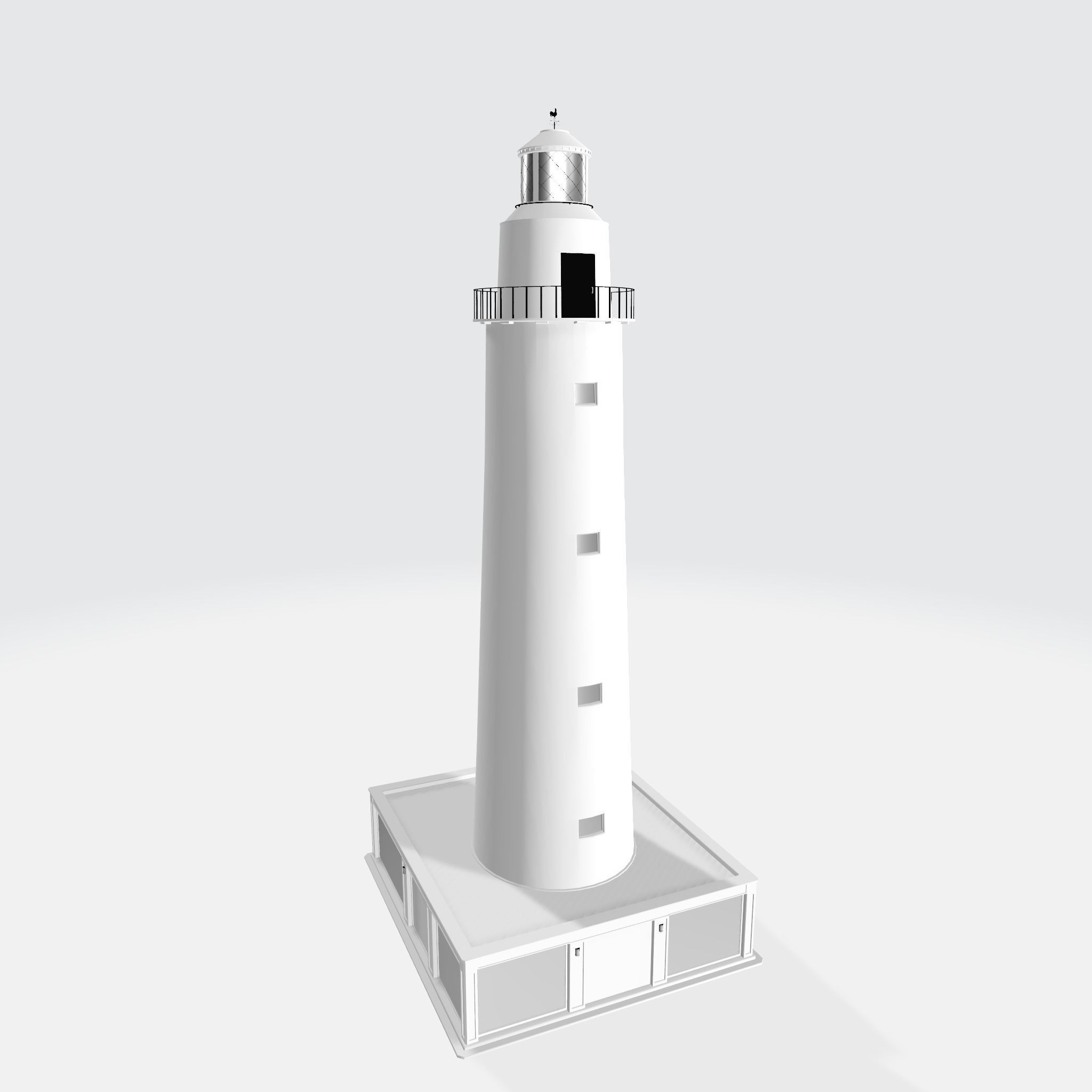 Lighthouse whit Interiors Low-poly 3D model_2