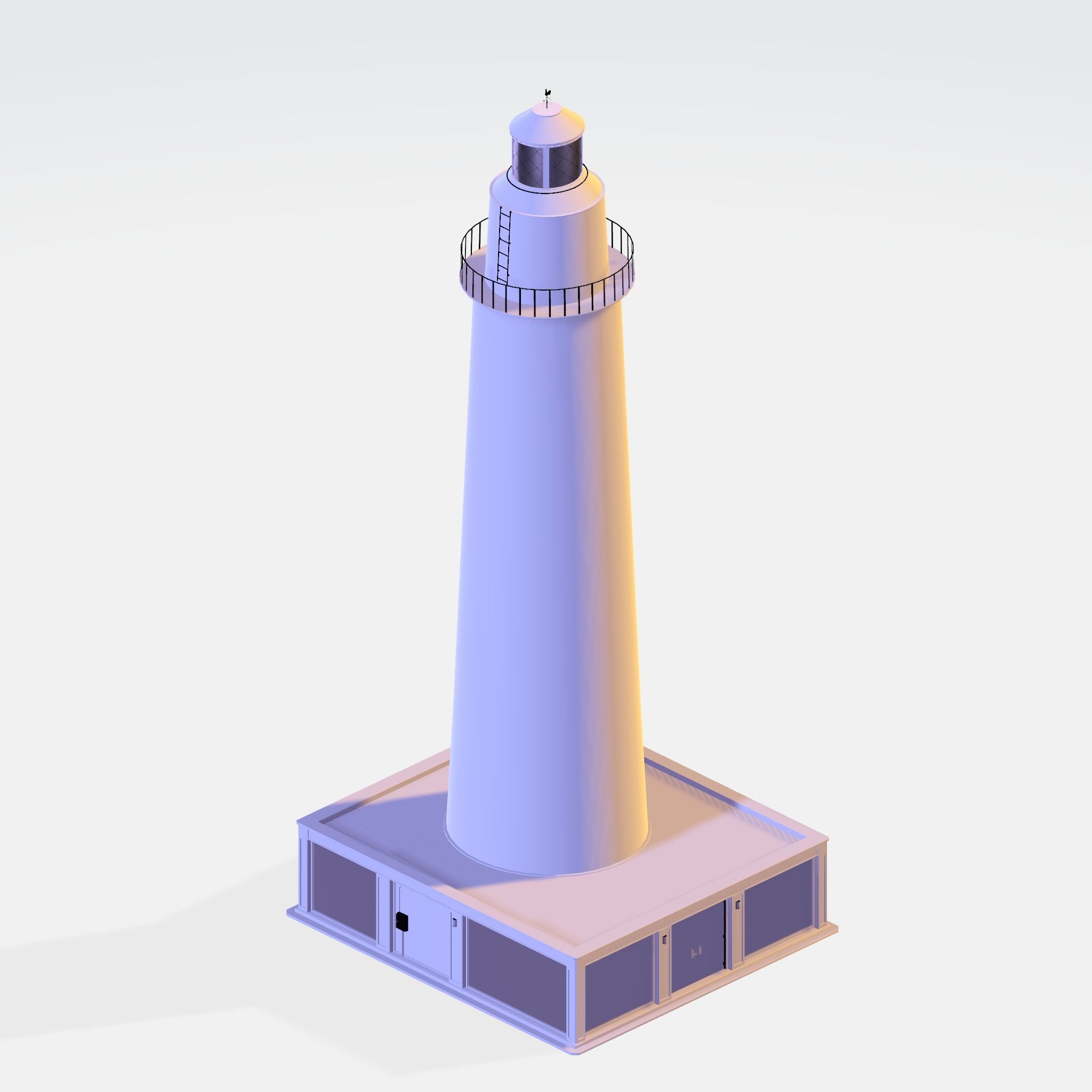 Lighthouse whit Interiors Low-poly 3D model_4