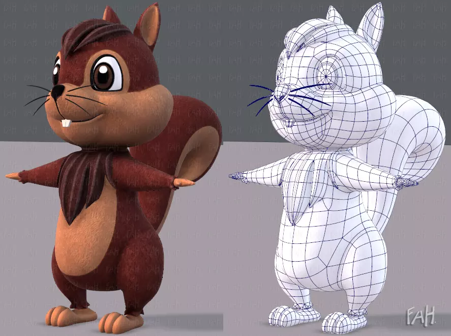 Squirrel V02 Low-poly 3D model_0