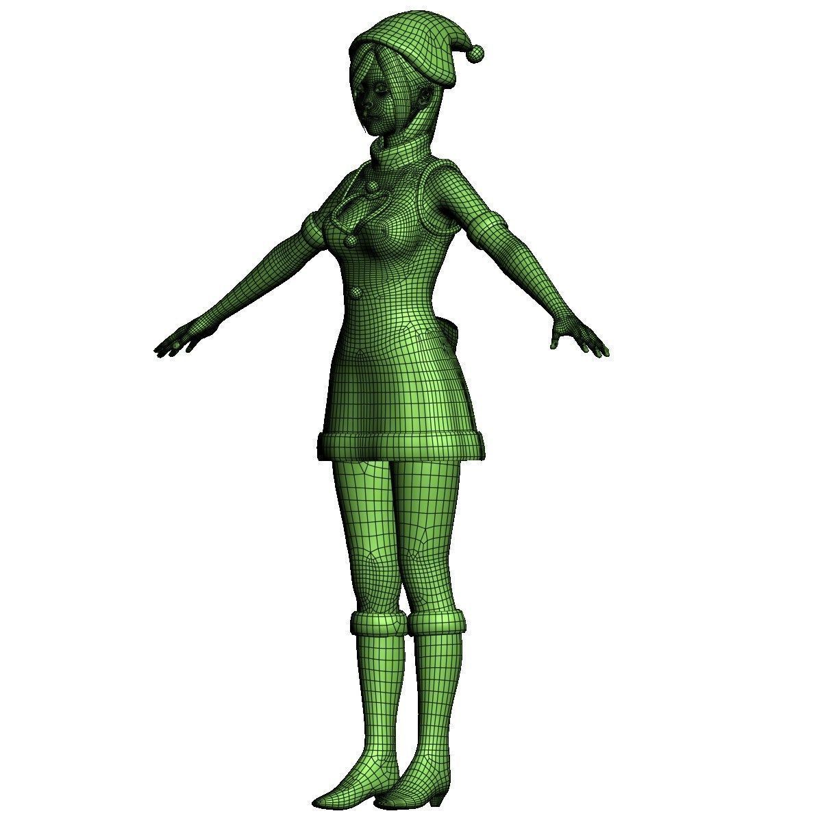  T pose nonrigged model of  Rina in Christmas costume 3D model_20