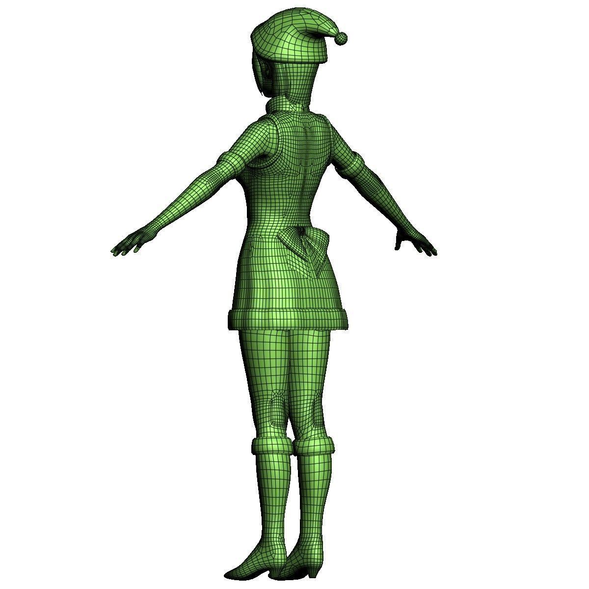  T pose nonrigged model of  Rina in Christmas costume 3D model_22