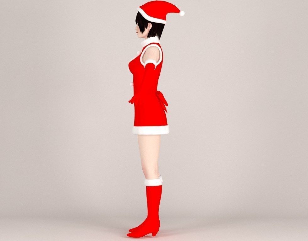  T pose nonrigged model of  Rina in Christmas costume 3D model_11