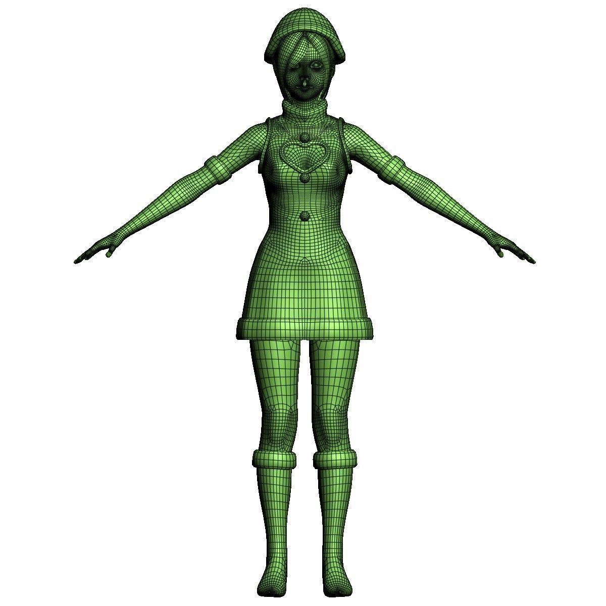  T pose nonrigged model of  Rina in Christmas costume 3D model_19