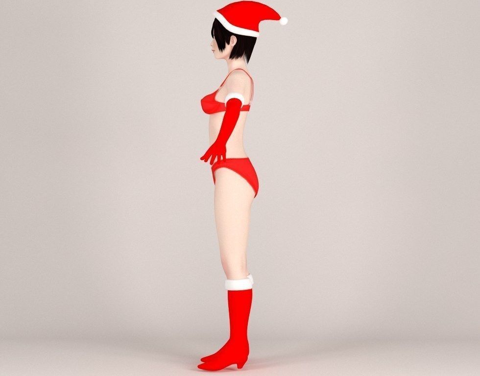  T pose nonrigged model of  Rina in Christmas costume 3D model_12