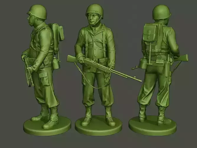 American soldier ww2 stand guard A3 3D print model