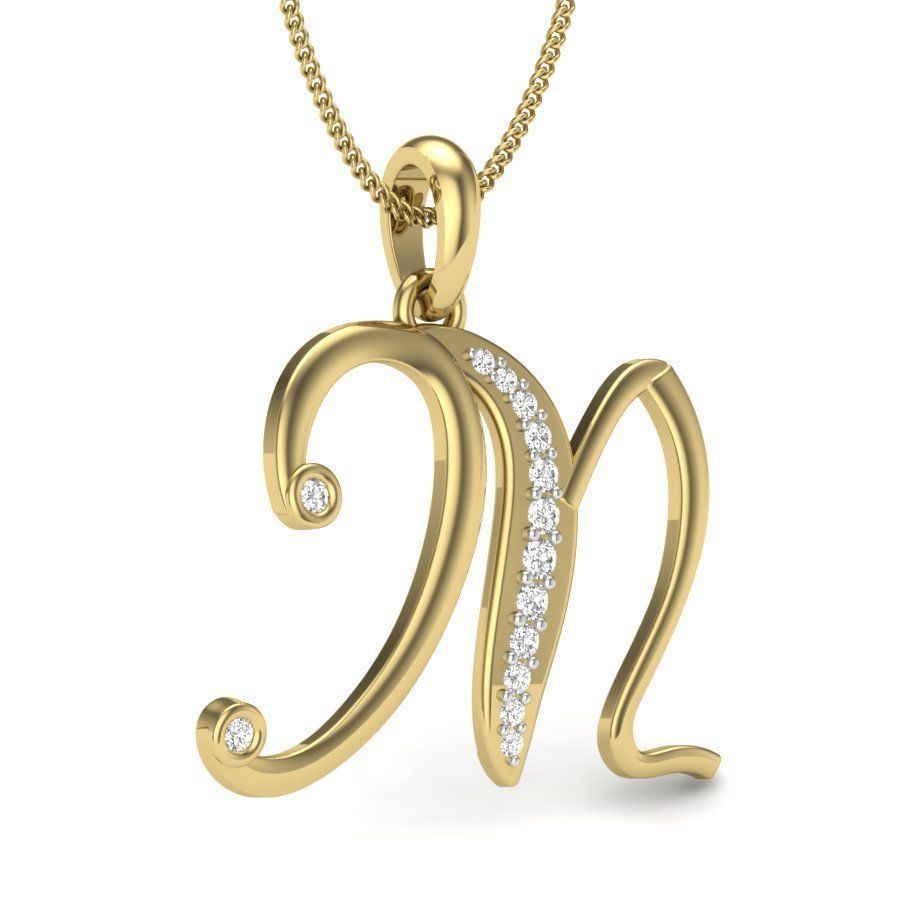 Alphabet-M pendant 3dm render detail 3D print model 3D print model_3