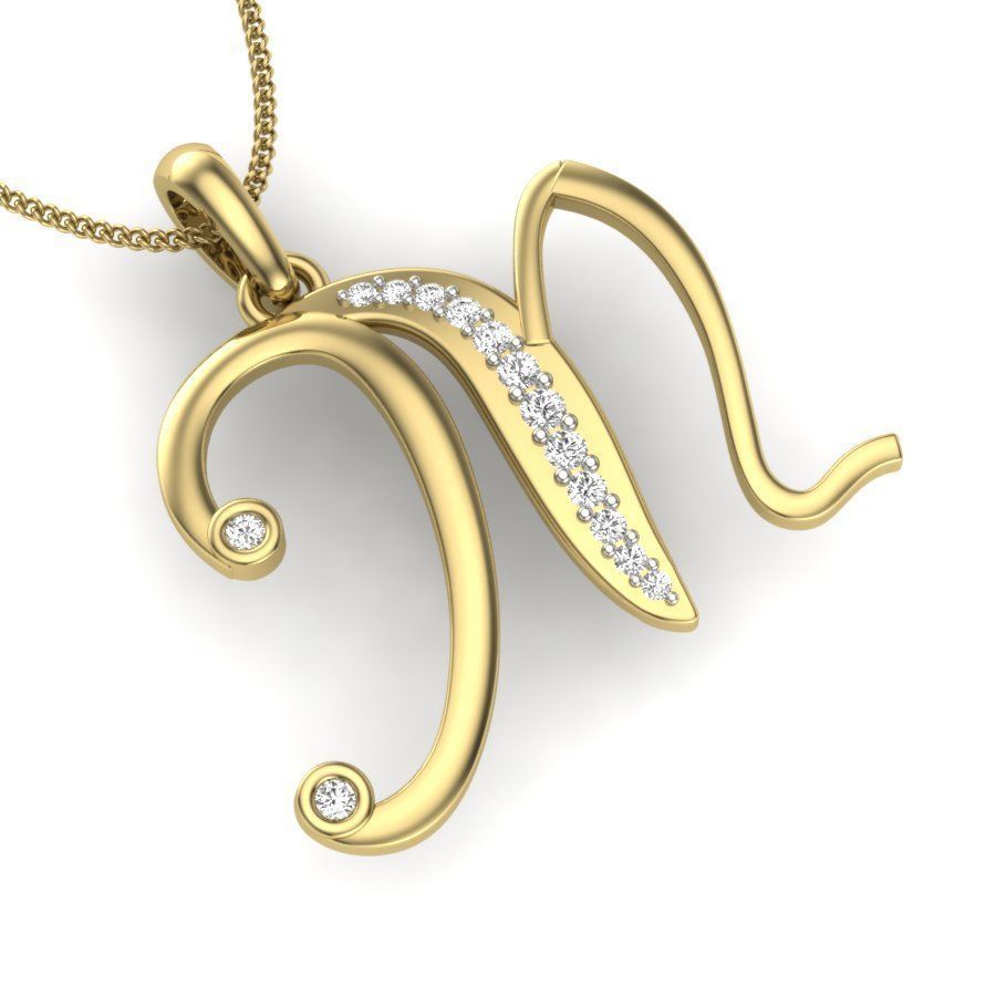 Alphabet-M pendant 3dm render detail 3D print model 3D print model_4