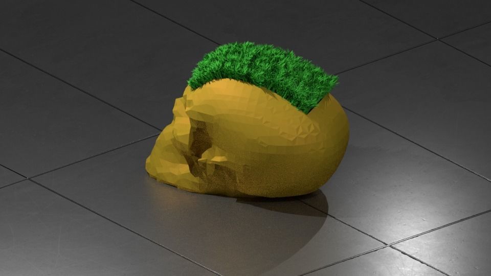 Low Poly Skull Planter 3D print model_3