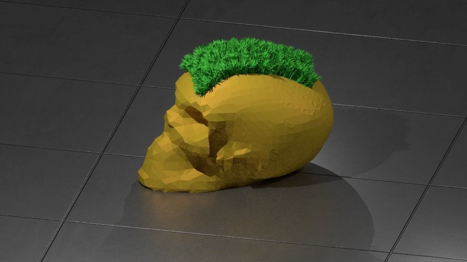 Low Poly Skull Planter 3D print model_1