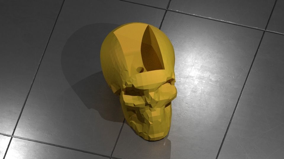 Low Poly Skull Planter 3D print model_4