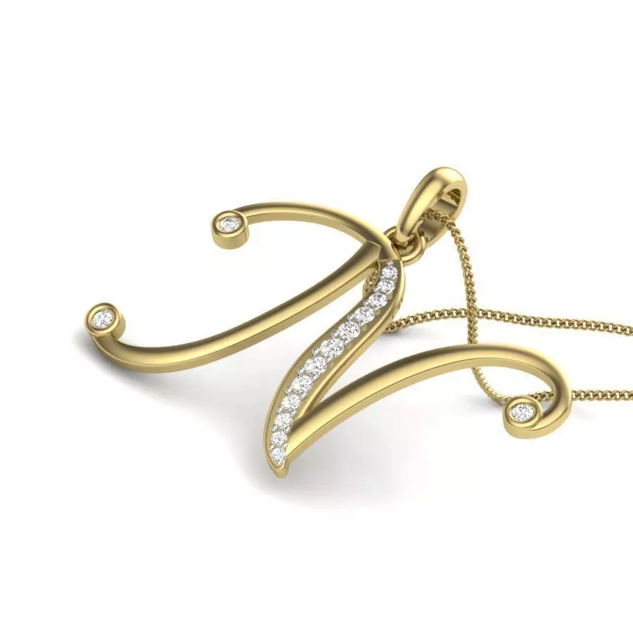 Alphabet-N pendant 3dm render detail 3D print model 3D print model_0