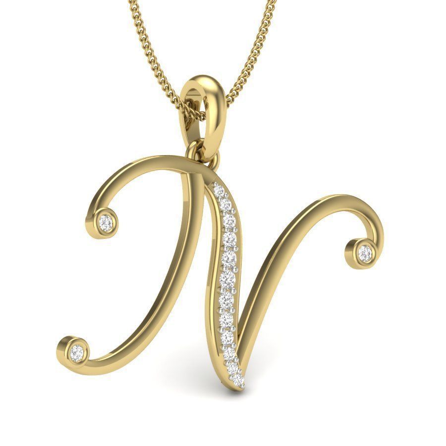 Alphabet-N pendant 3dm render detail 3D print model 3D print model_2