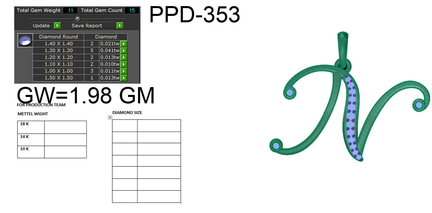Alphabet-N pendant 3dm render detail 3D print model 3D print model_6