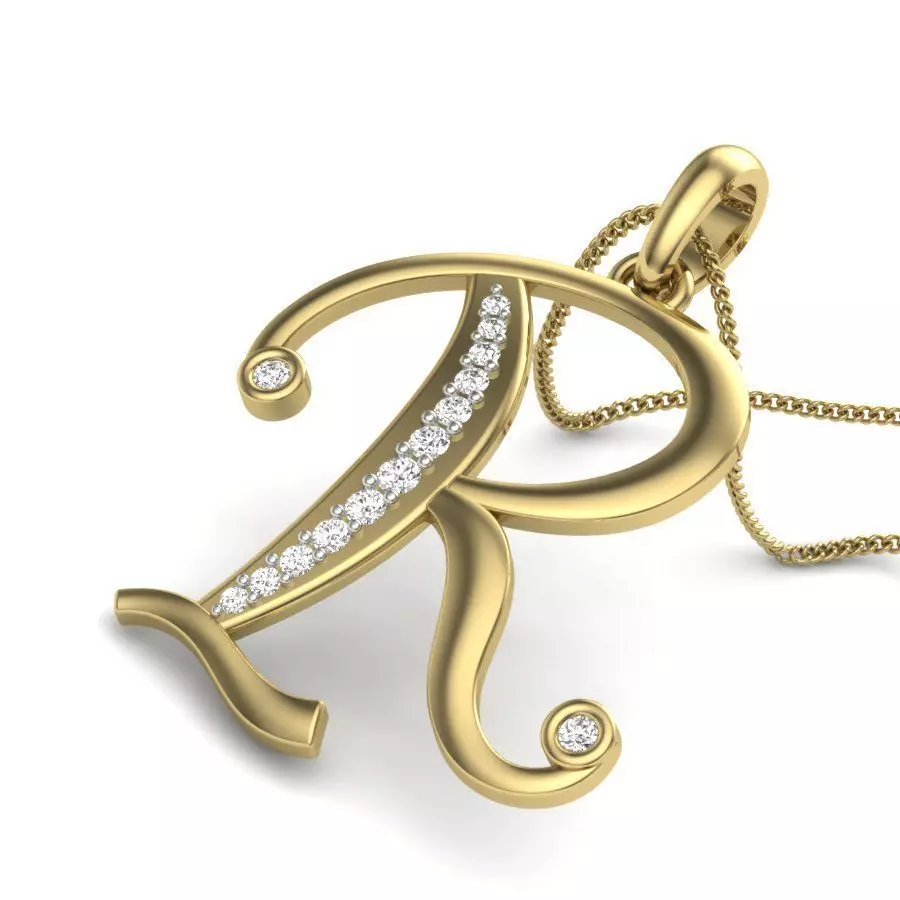 Alphabet-R pendant 3dm render detail 3D print model 3D print model_0