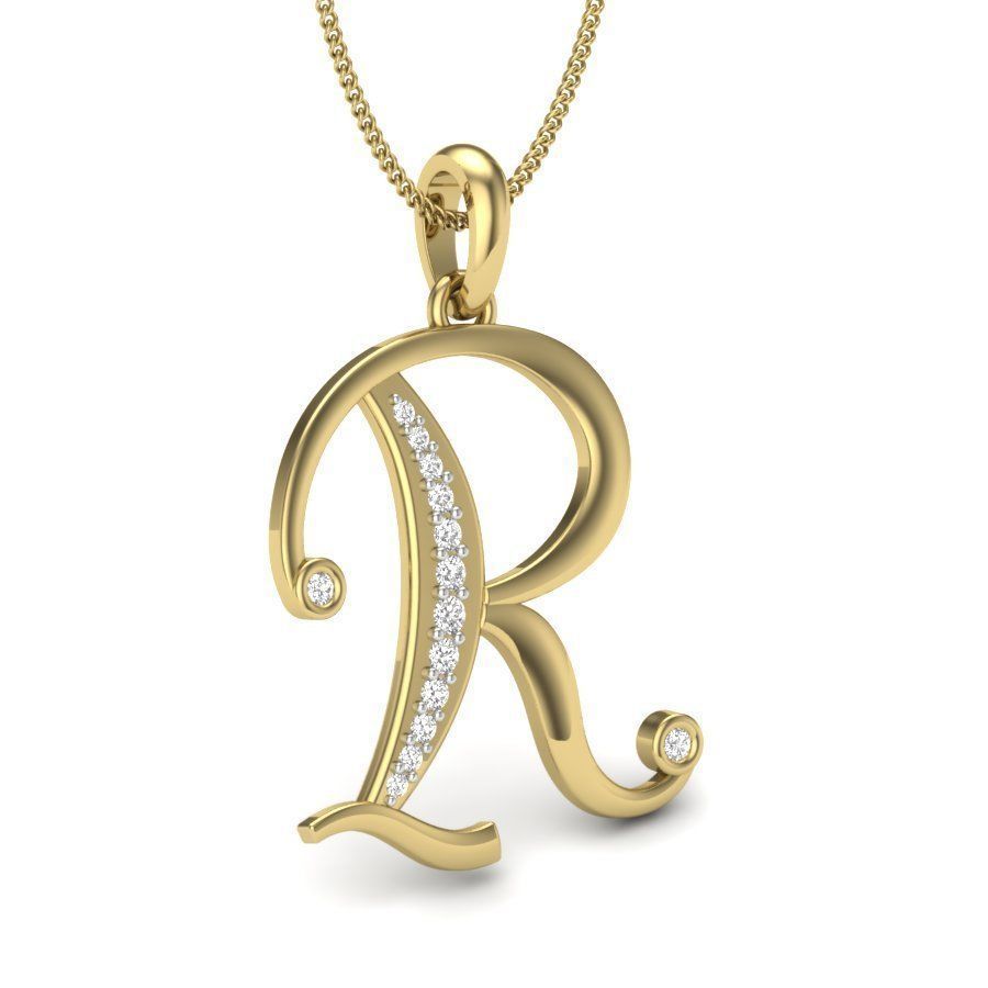 Alphabet-R pendant 3dm render detail 3D print model 3D print model_3