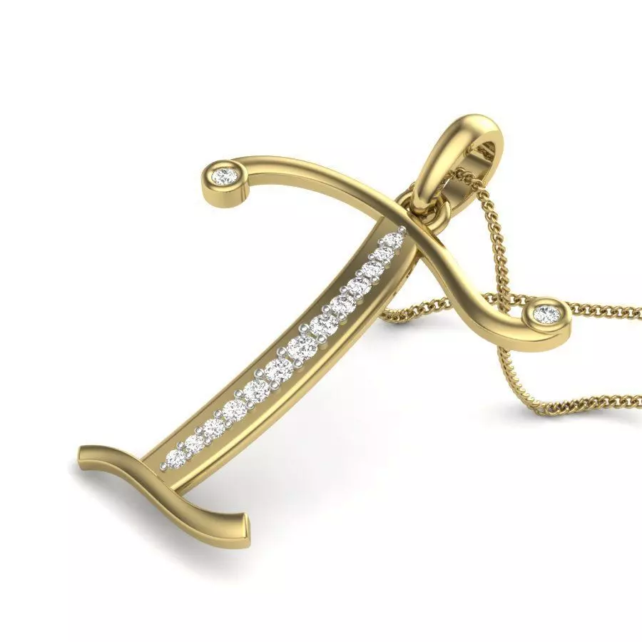 Alphabet-T pendant 3dm render detail 3D print model 3D print model_0