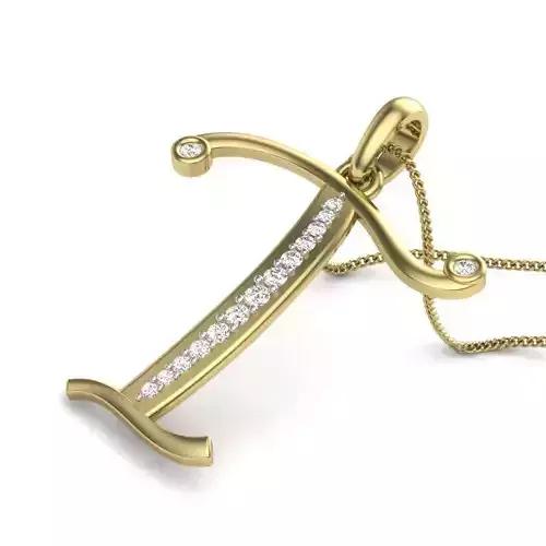 Alphabet-T pendant 3dm render detail 3D print model 3D print model