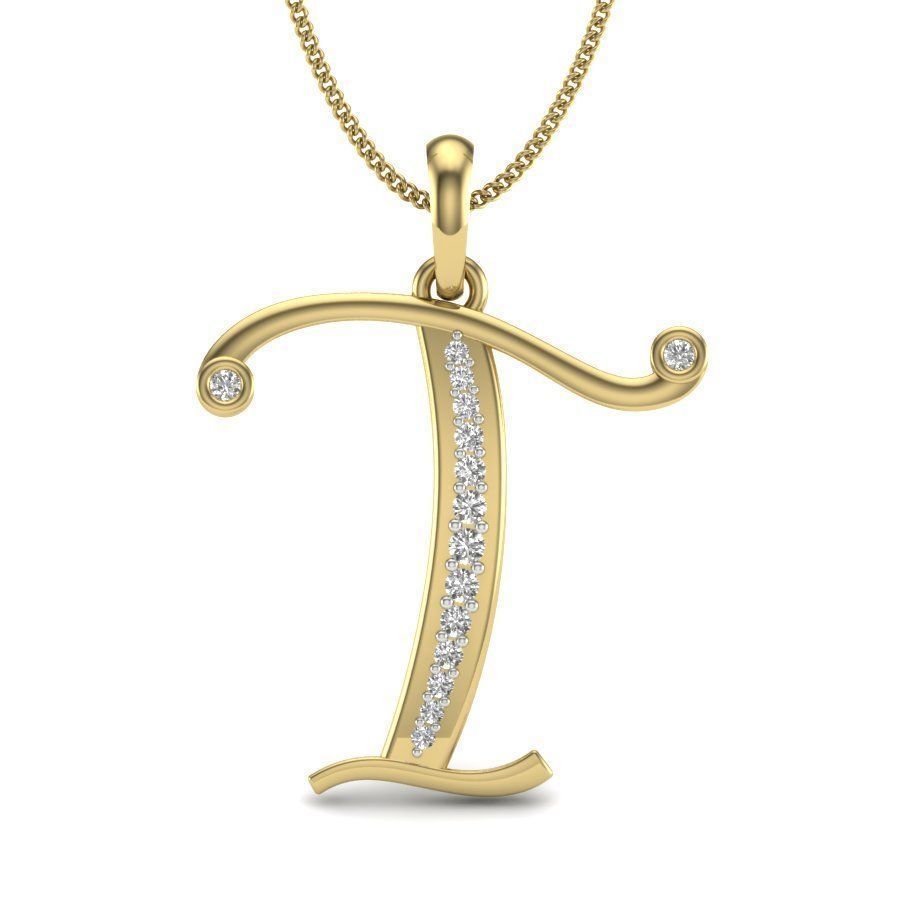 Alphabet-T pendant 3dm render detail 3D print model 3D print model_2