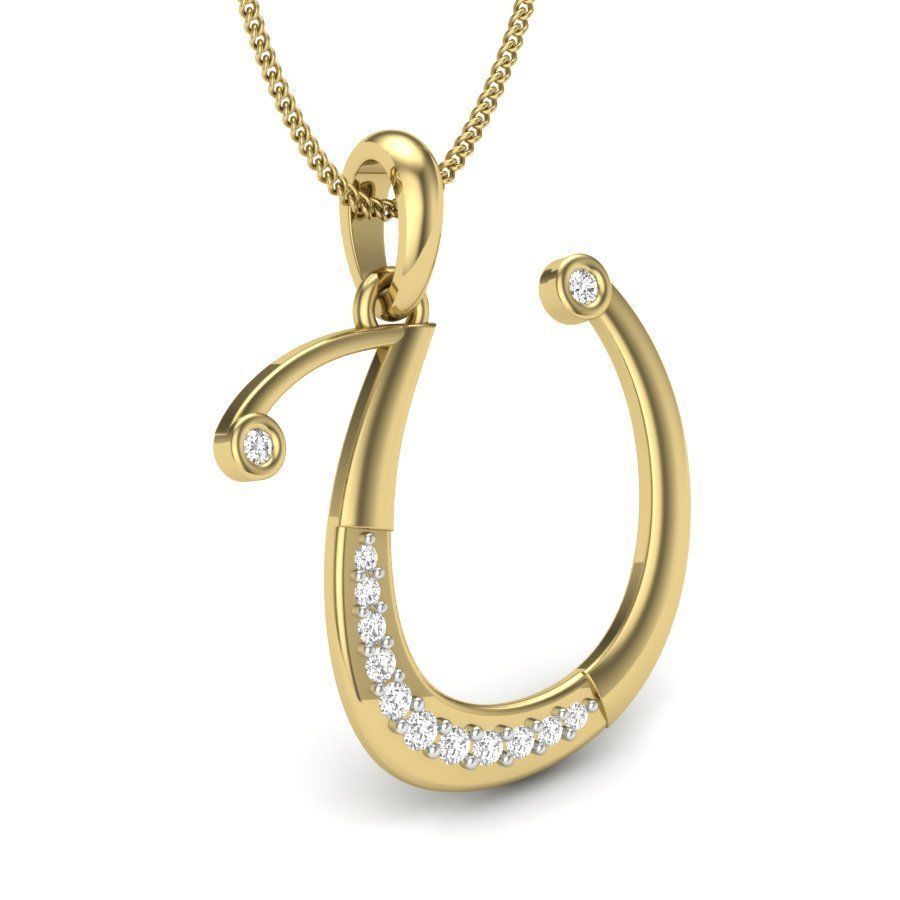 Alphabet-U pendant 3dm render detail 3D print model 3D print model_3