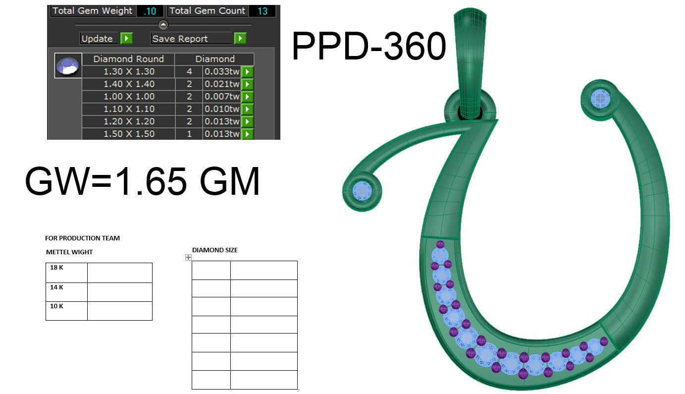 Alphabet-U pendant 3dm render detail 3D print model 3D print model_6