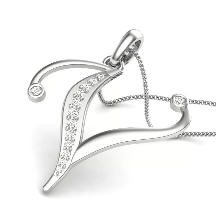 Alphabet-V pendant 3dm render detail 3D print model 3D print model