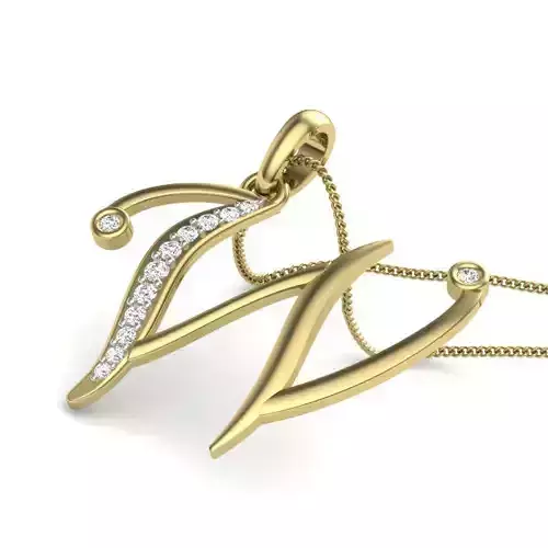 Alphabet-W pendant 3dm render detail 3D print model