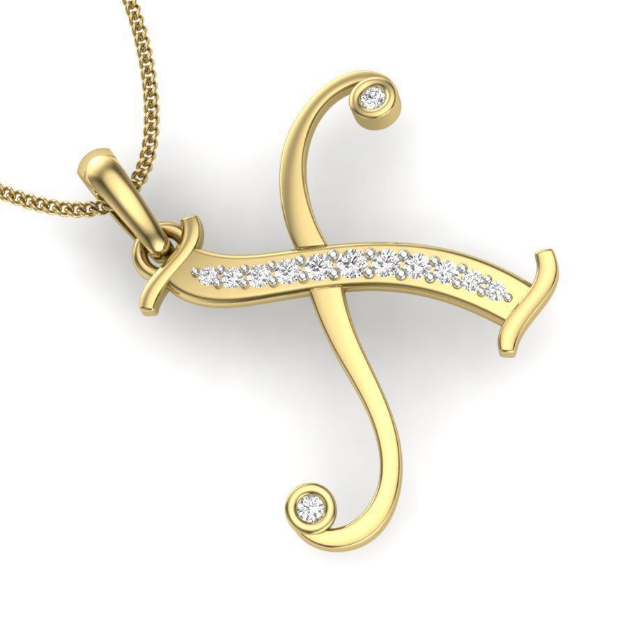 Alphabet-X pendant 3dm render detail 3D print model 3D print model_3