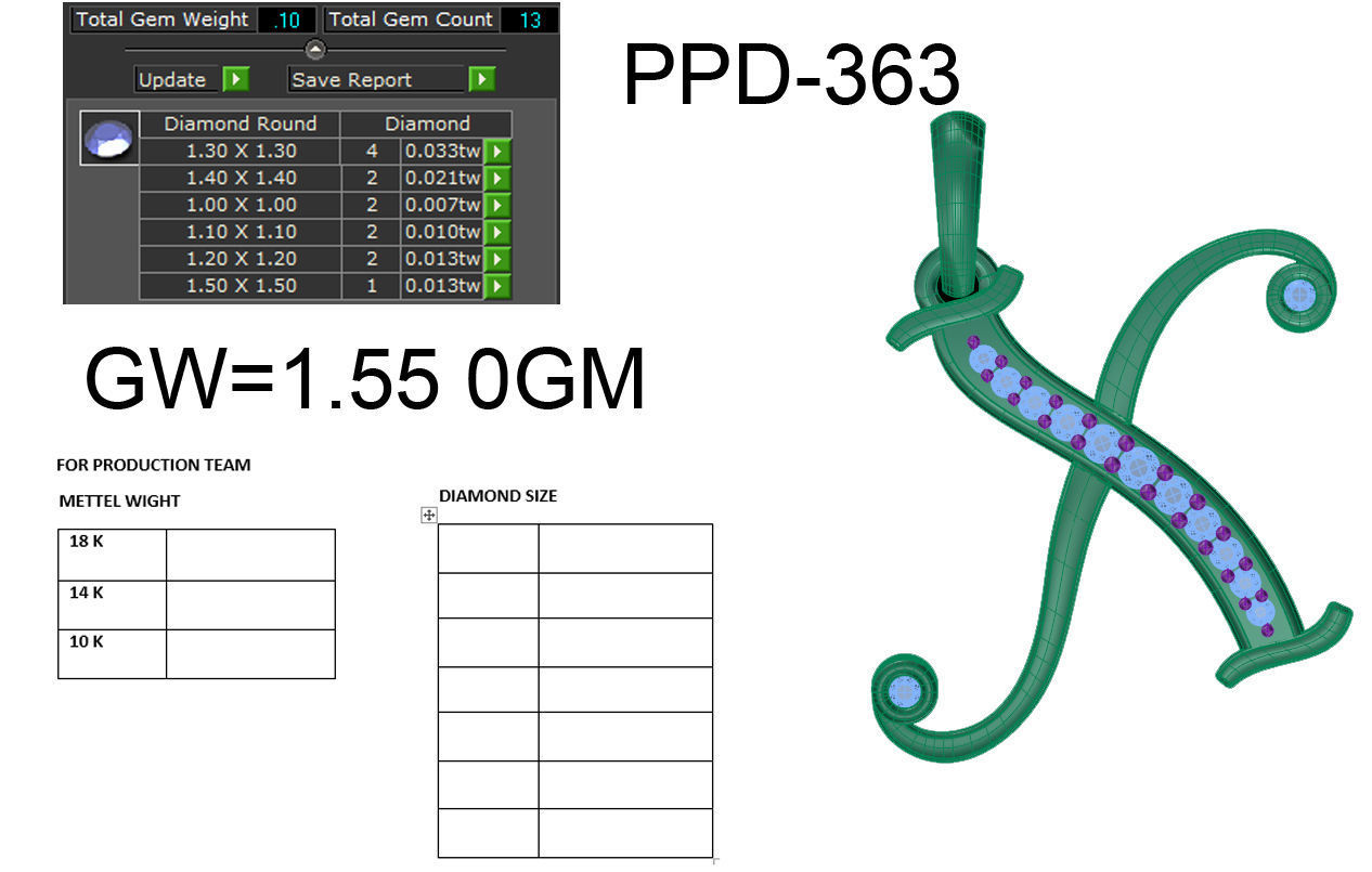 Alphabet-X pendant 3dm render detail 3D print model 3D print model_6