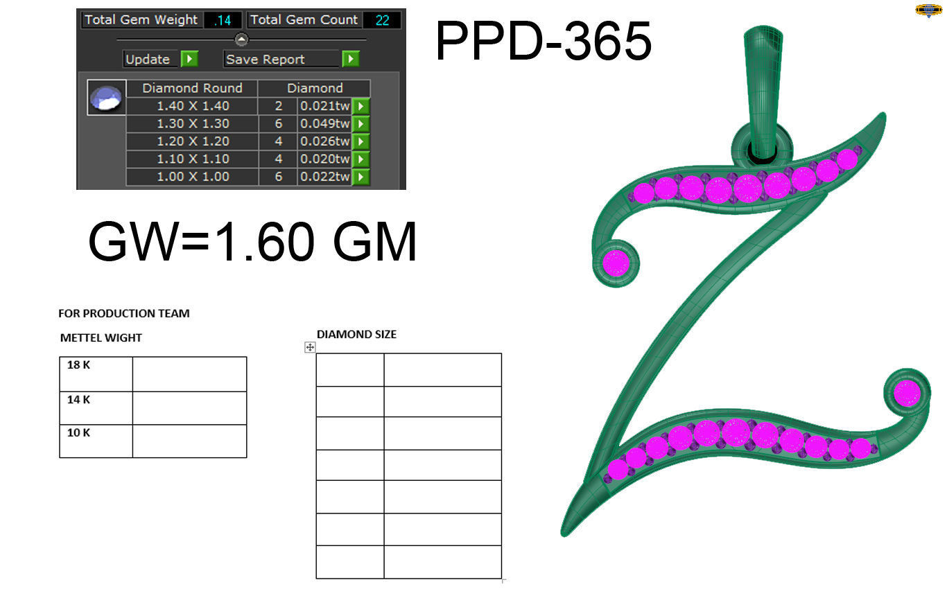Alphabet-Z pendant 3dm render detail 3D print model 3D print model_6