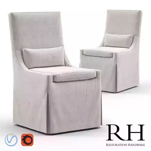 RH BELGIAN Slope Arm Slip Covered Side Chair 3D model