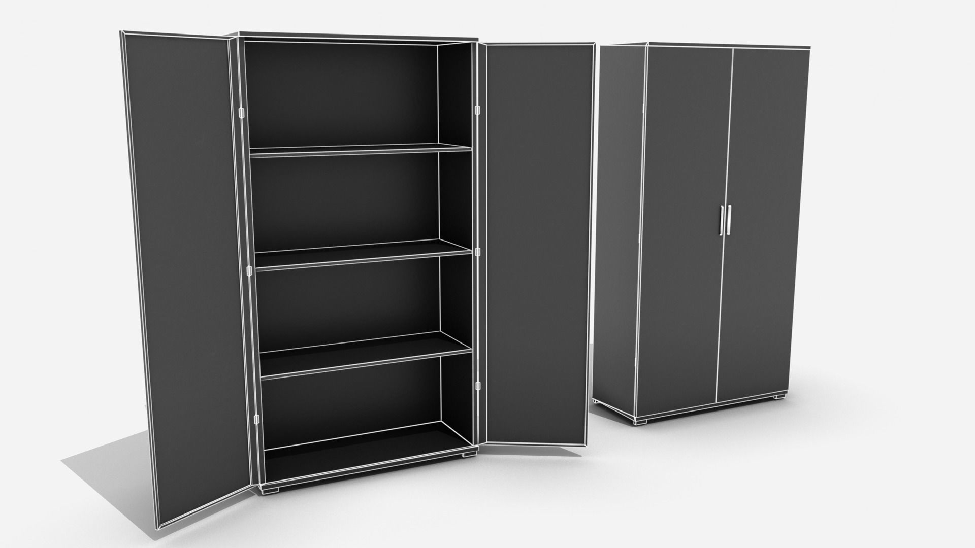 Large Filing Cabinet Low-poly 3D model_3
