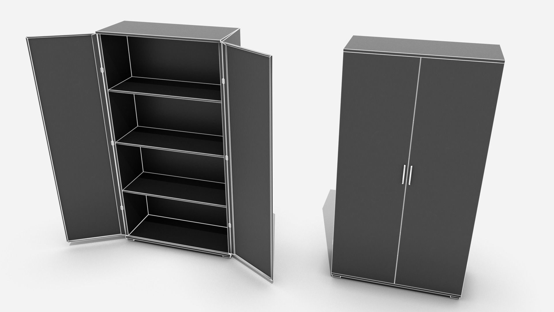 Large Filing Cabinet Low-poly 3D model_1