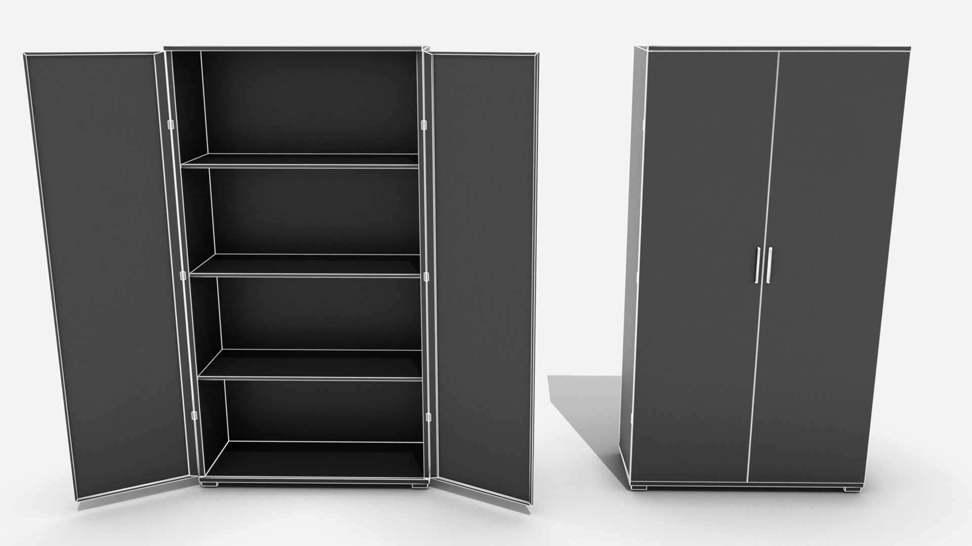 Large Filing Cabinet Low-poly 3D model_9