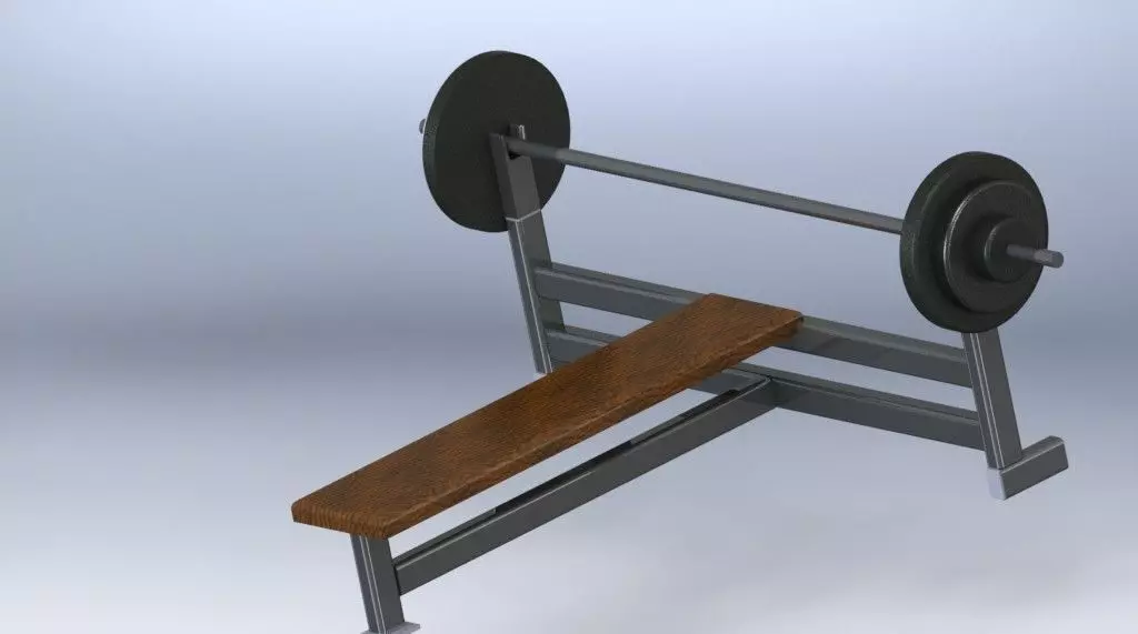 GYM BENCH EQUIPMENT rod Free 3D model