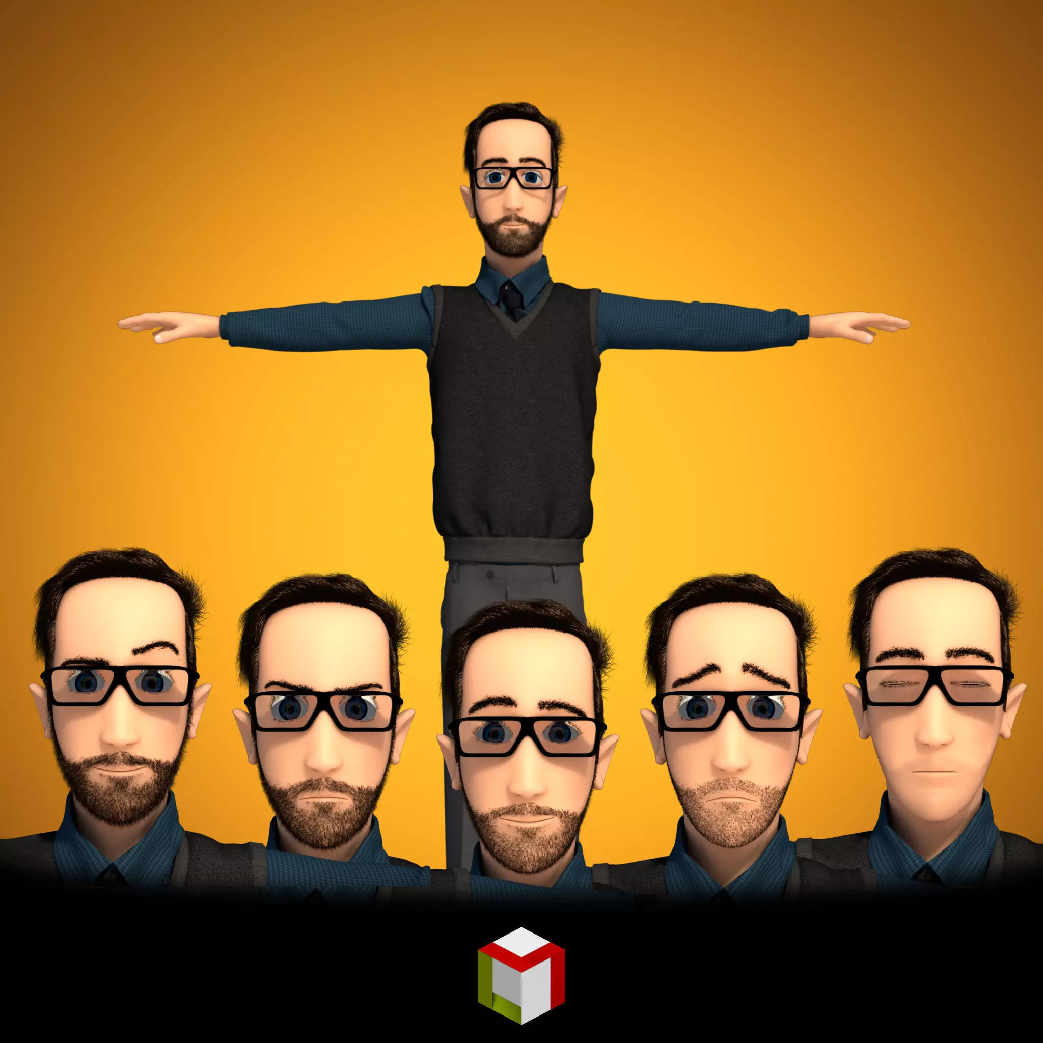 Male Cartoon Character 3D model