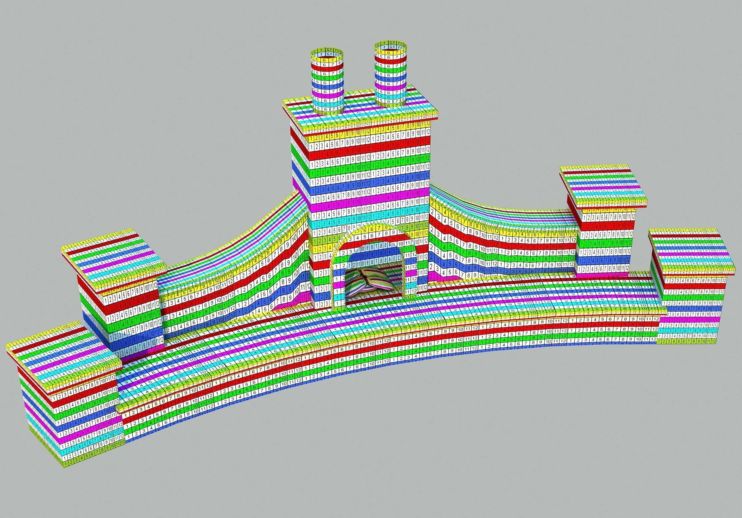 Fireplace stone with two chimneys Low-poly 3D model_3