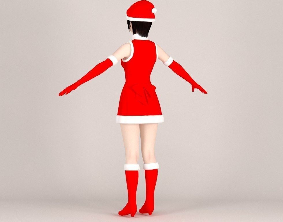 T pose rigged model of Rina in Christmas costume 3D model_17