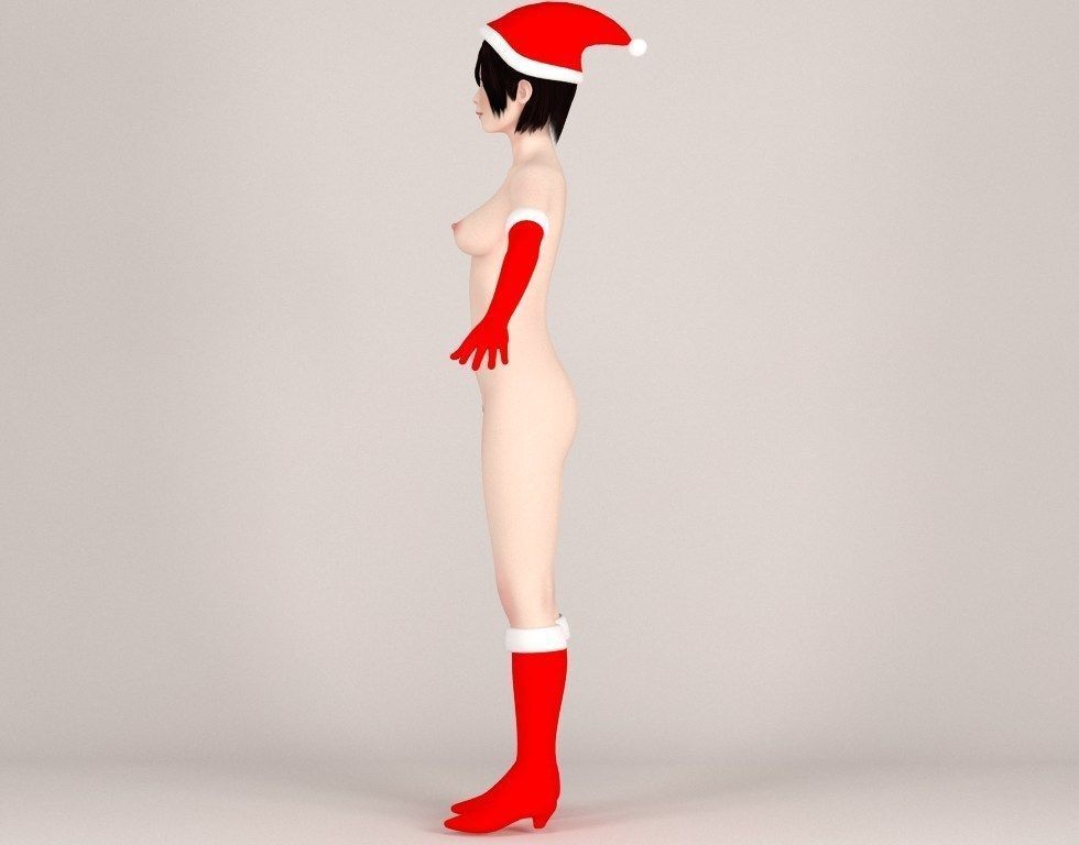 T pose rigged model of Rina in Christmas costume 3D model_15