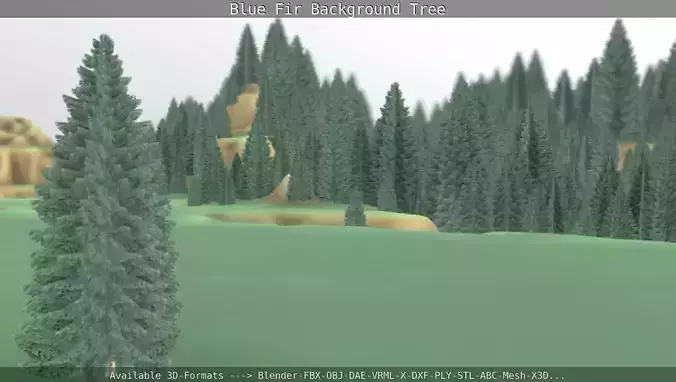 Blue-Fir Background-Tree Low-poly 3D model