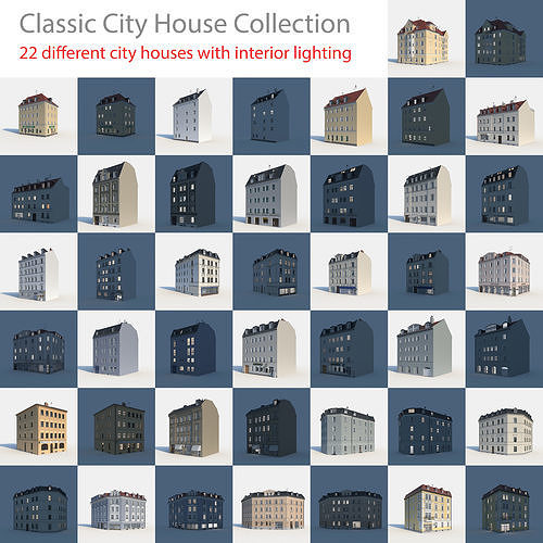 City Building Collection - Pack of 22 detailed town houses 3D model 4
