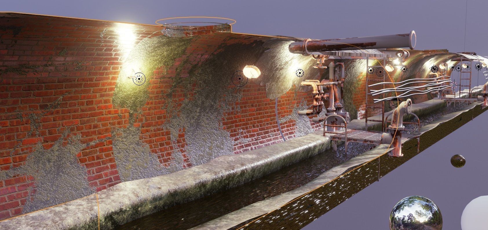 Sewer tunnel Low-poly 3D model_3