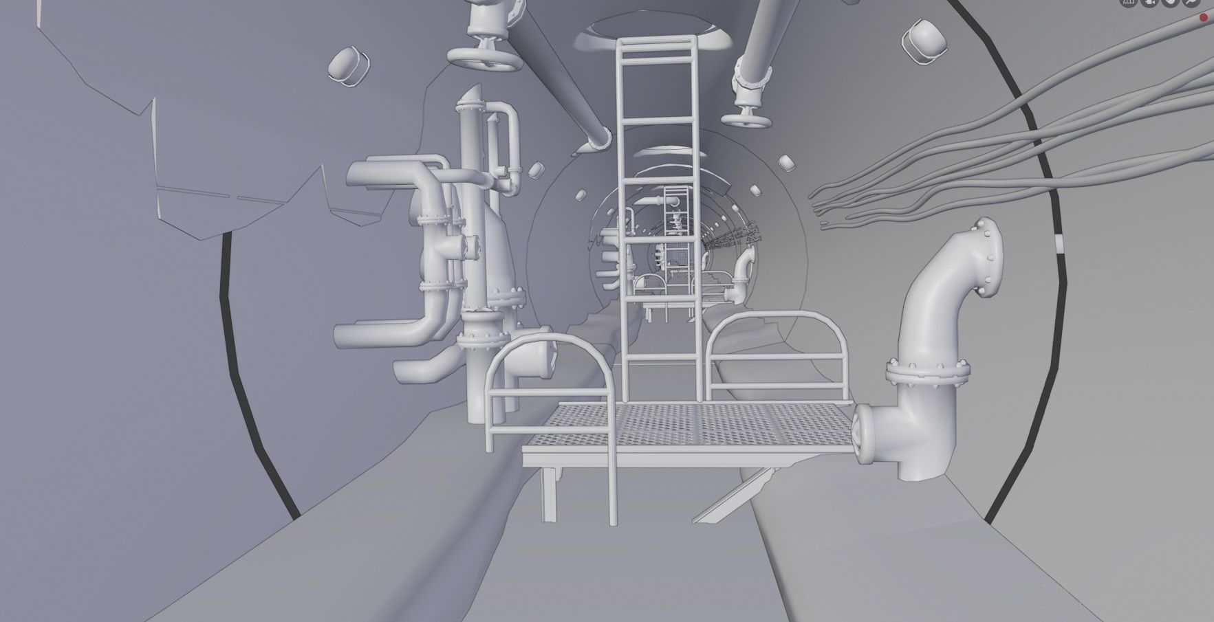 Sewer tunnel Low-poly 3D model_7