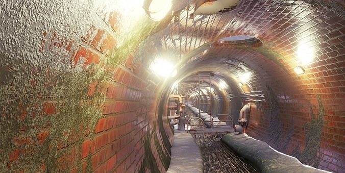 Sewer tunnel Low-poly 3D model