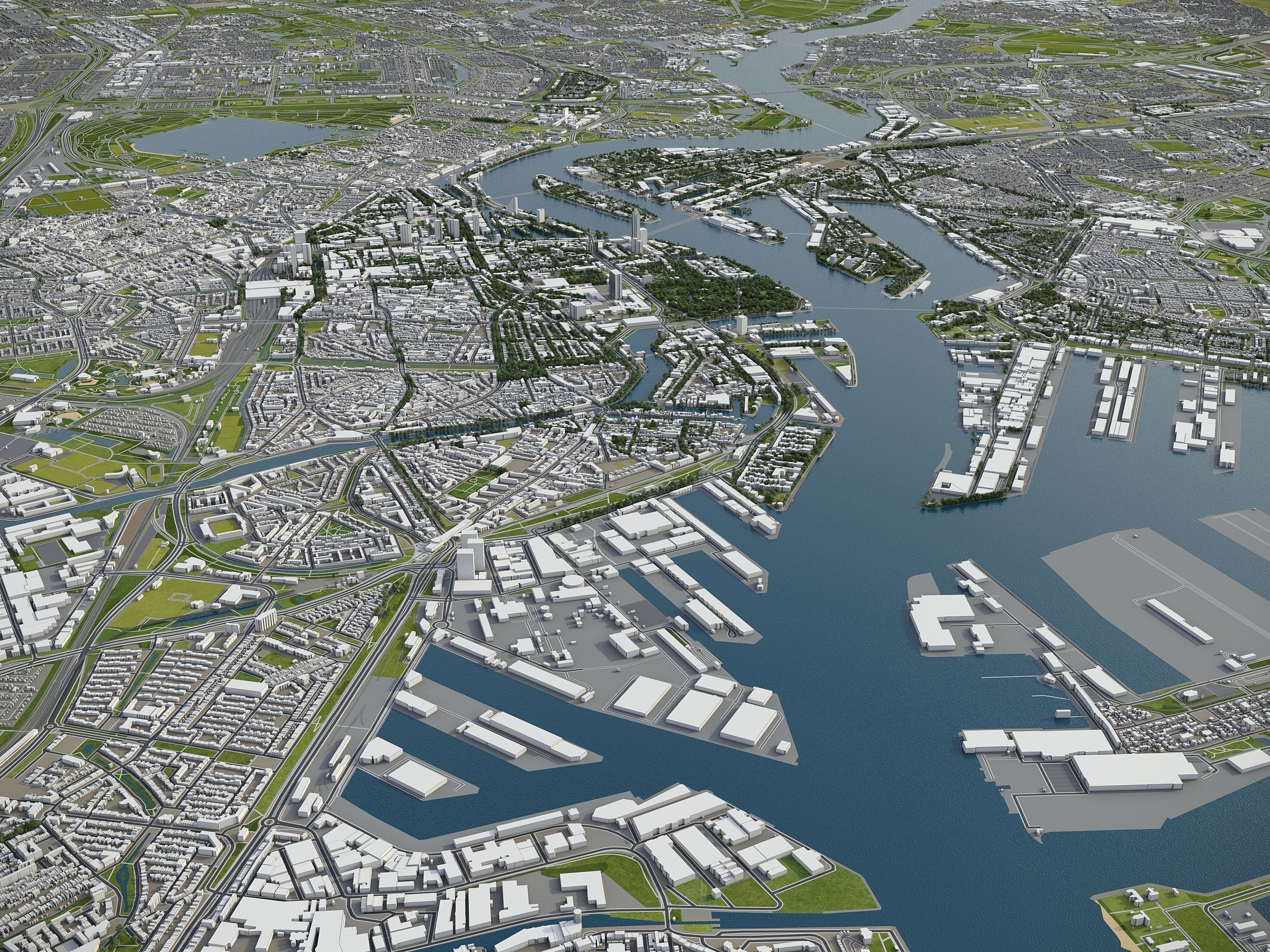 South Holland - full region Low-poly 3D model_16